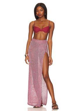 superdown Sparkle Wrap Maxi Skirt in Pink